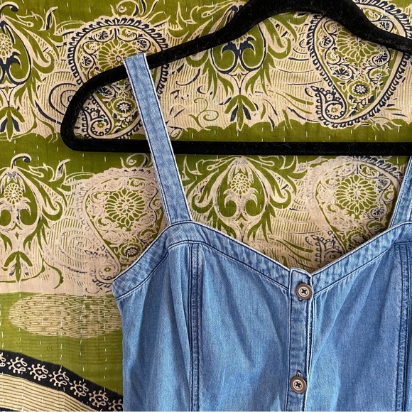 Pilcro And The Letterpress Blue Cool Girl Chambray Sleeveless Mini Dress Size 6 - Picture 4 of 14